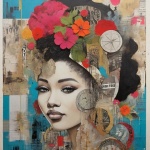Montázs portré fekete nő Art