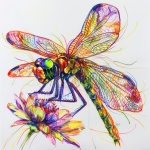 Abstract Dragonfly Portrait Sketch