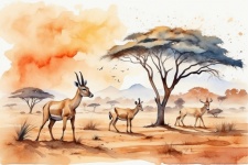 Afrique Savane Antilope Gazelle Art