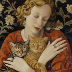 Vintage Woman With Cats Art Print