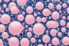 Pink Bubbles and Shapes on Blue