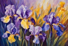 Purple and Yellow Iris Flowers