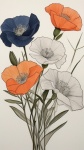 Arte retro del panel floral