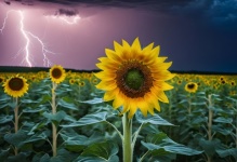 Sunflowers Flowers Thunderstorm Sky