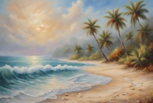 Plaja tropicala cu palmieri