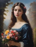 Vintage vrouw bloemen illustratie