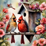 Vogelhuis kardinale bloemen