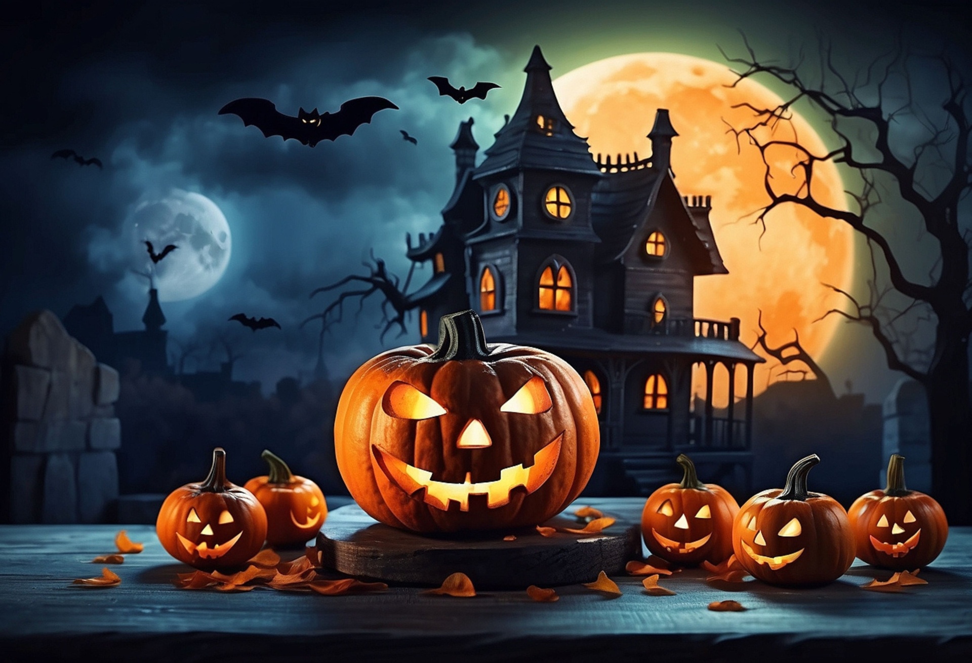 Halloween Pumpkins, Haunted Castle Free Stock Photo - Public Domain ...