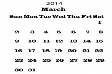 2014 Kalendář březen Šablona