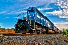Modrá nákladní vlak motor