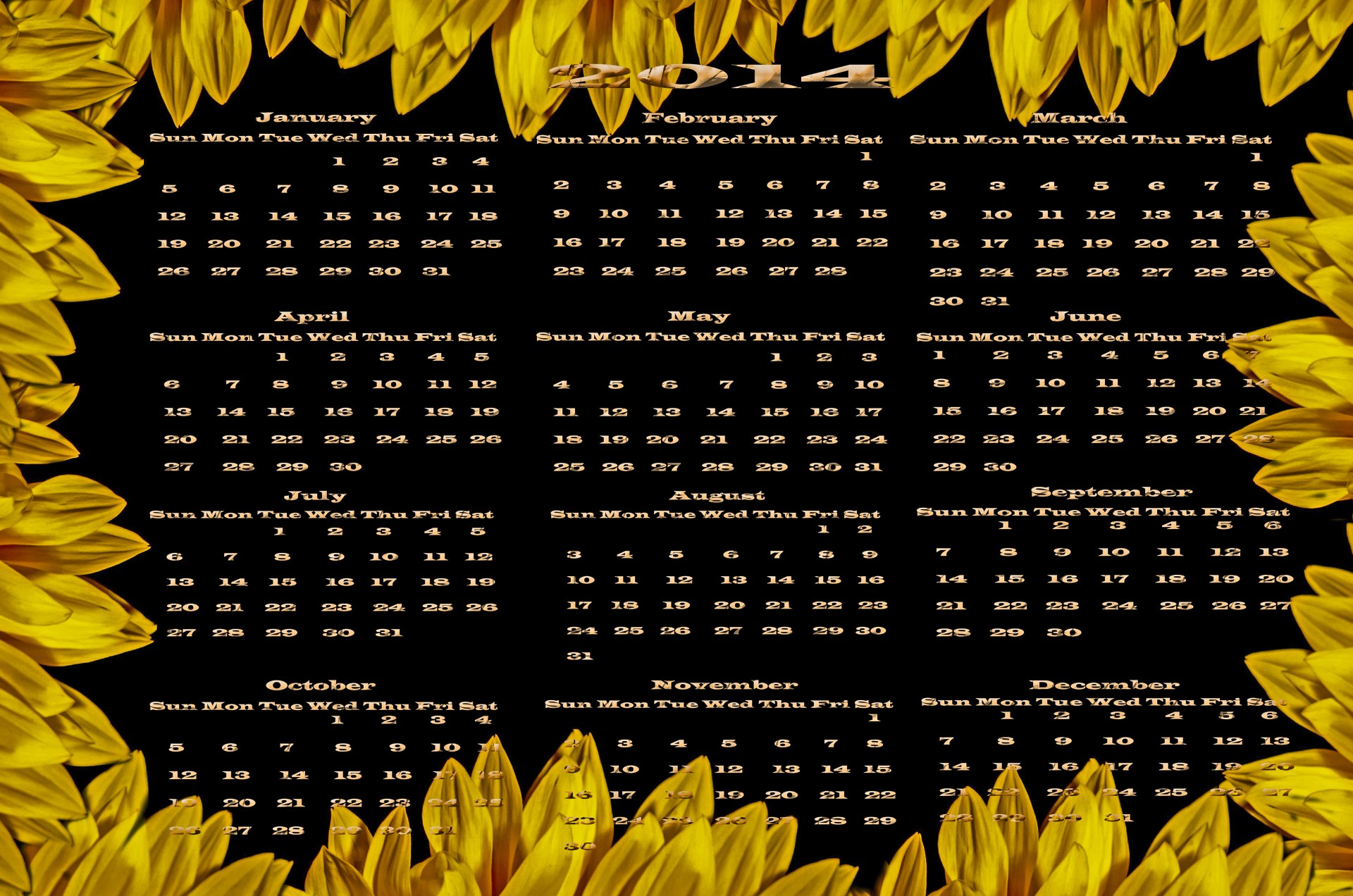 Календарь 2014 - Цветы