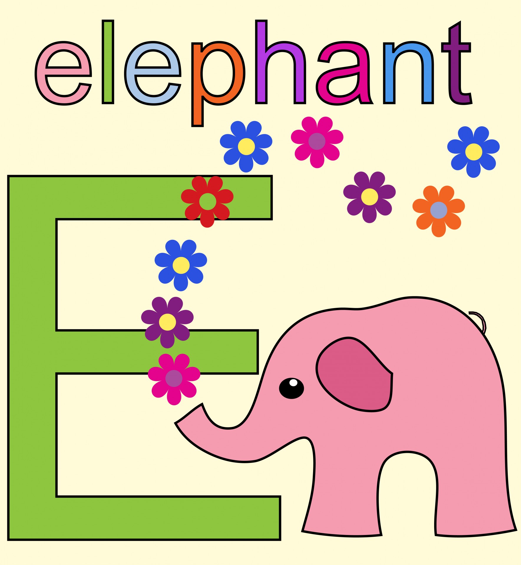 Elephant Alphabet Letter E