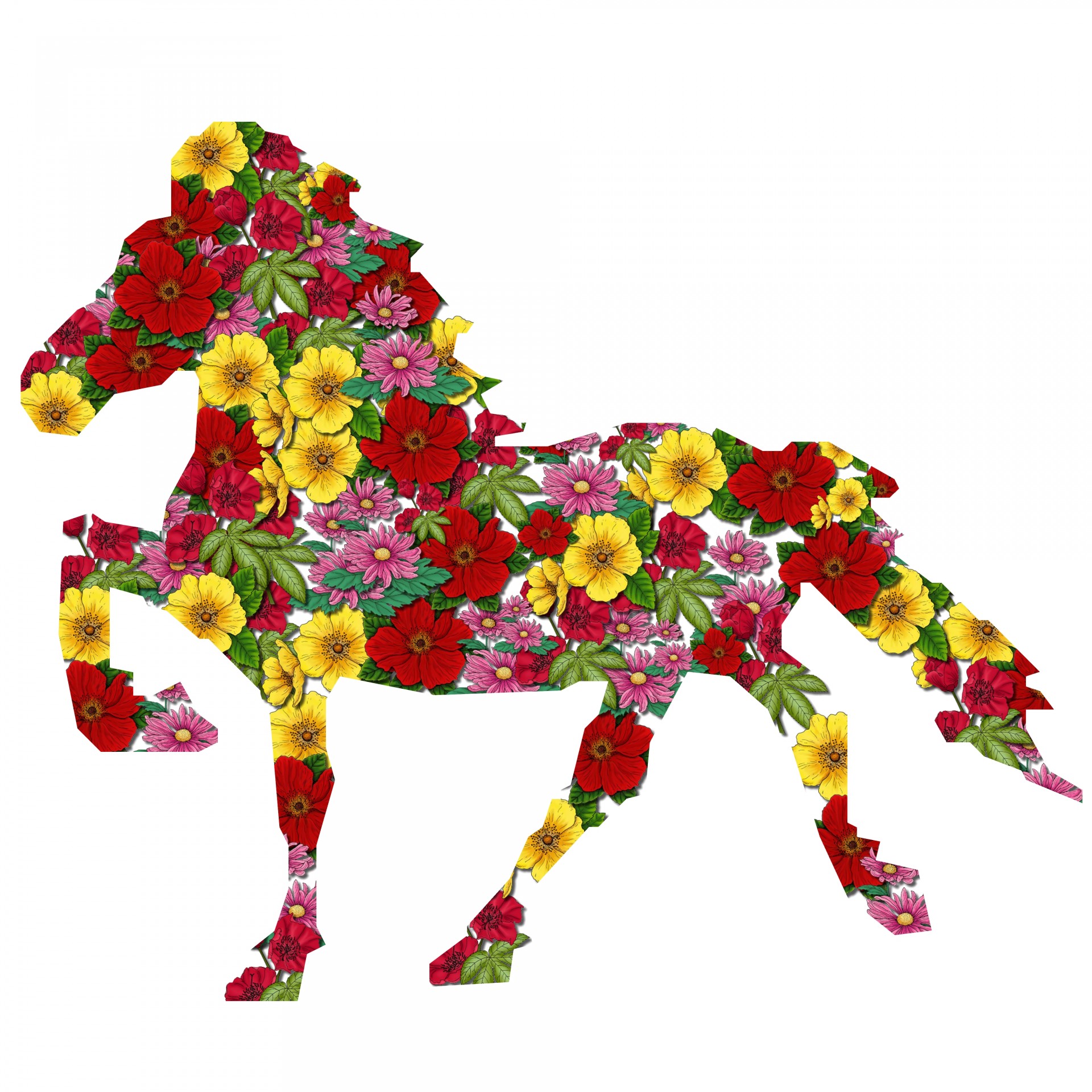 Цветочные Лошадь