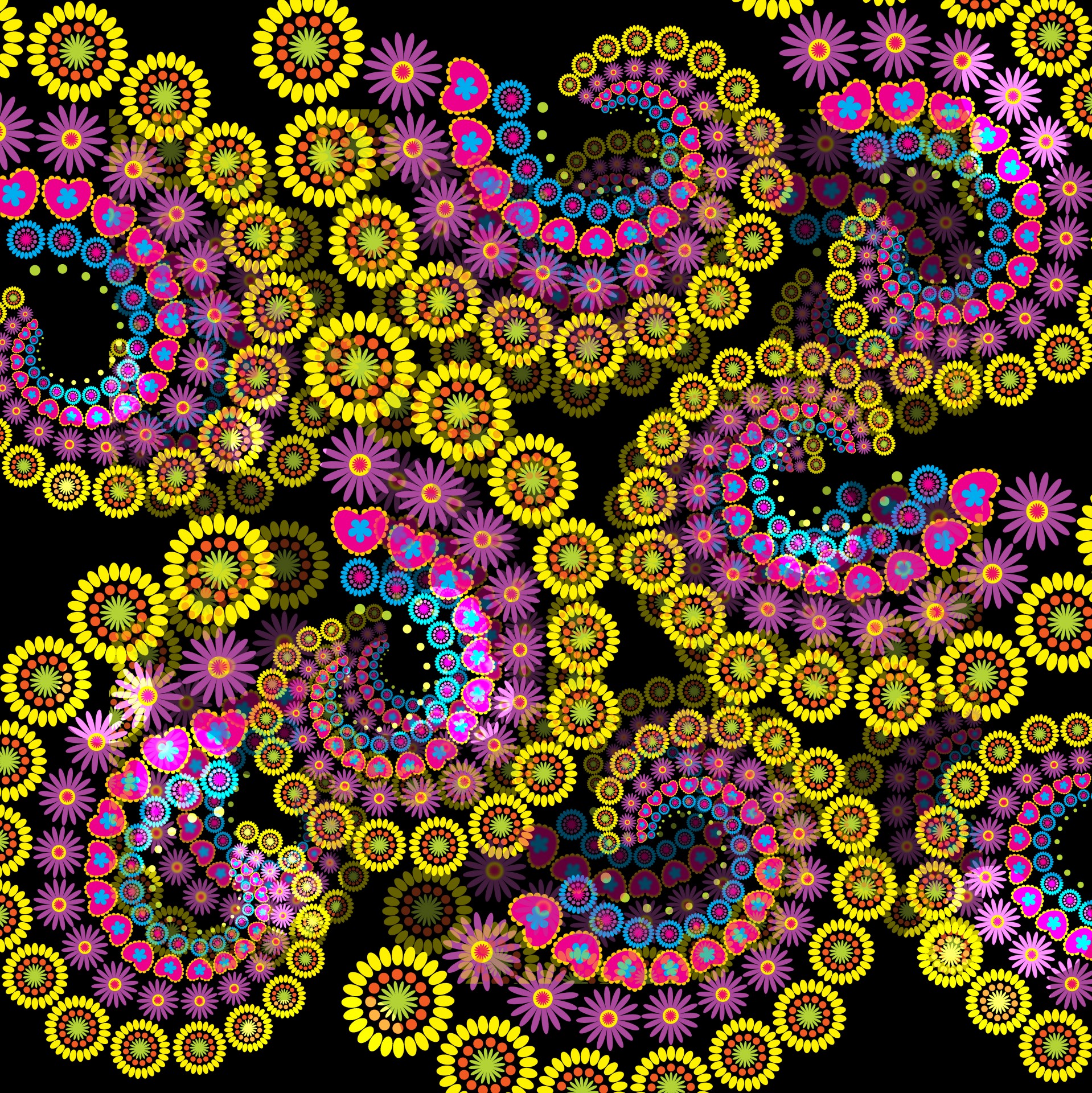 Flowers Spiral Fractal Background