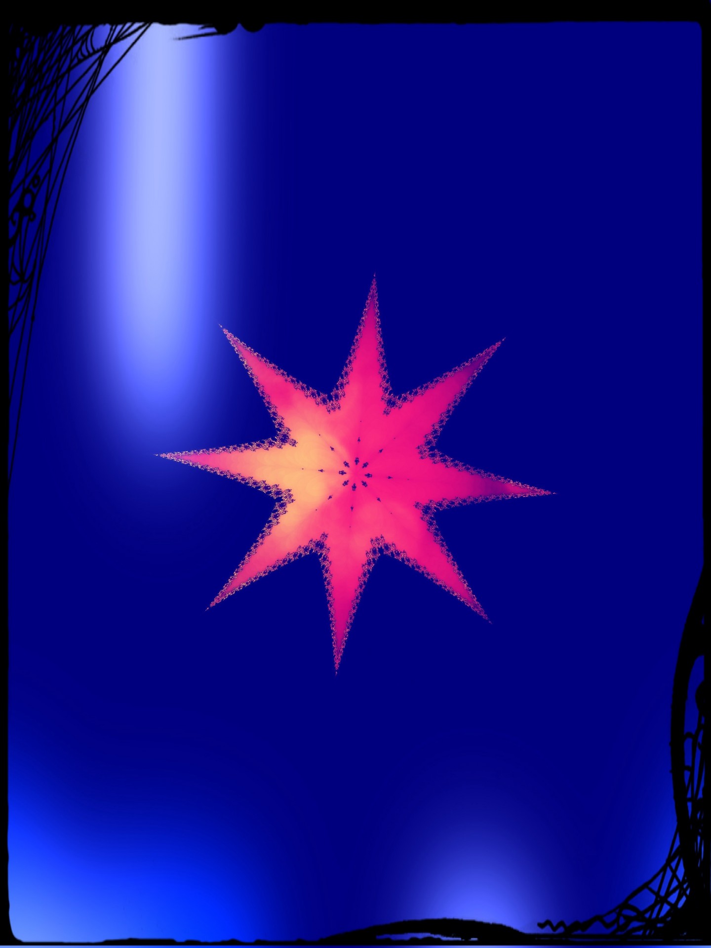 Rosa Stern auf blauem Hintergrund