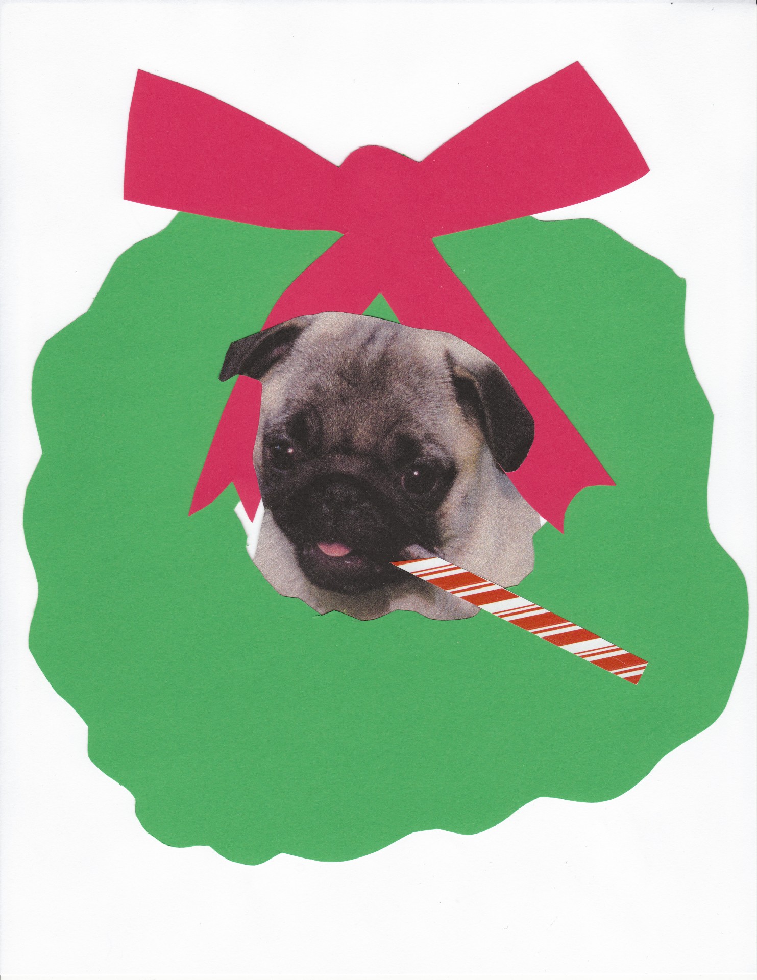 Pug Dog Christmas Wreath