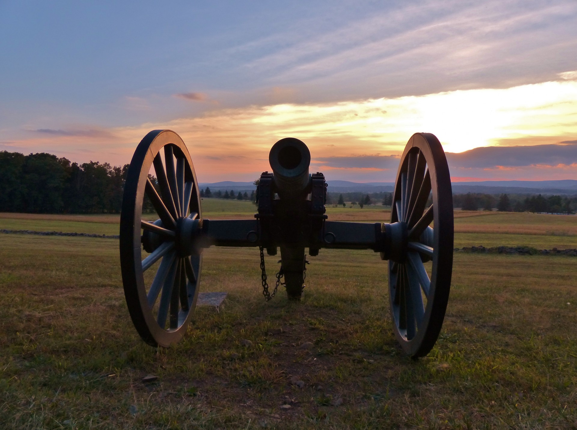 Západ slunce na Battlefield Gettysburg