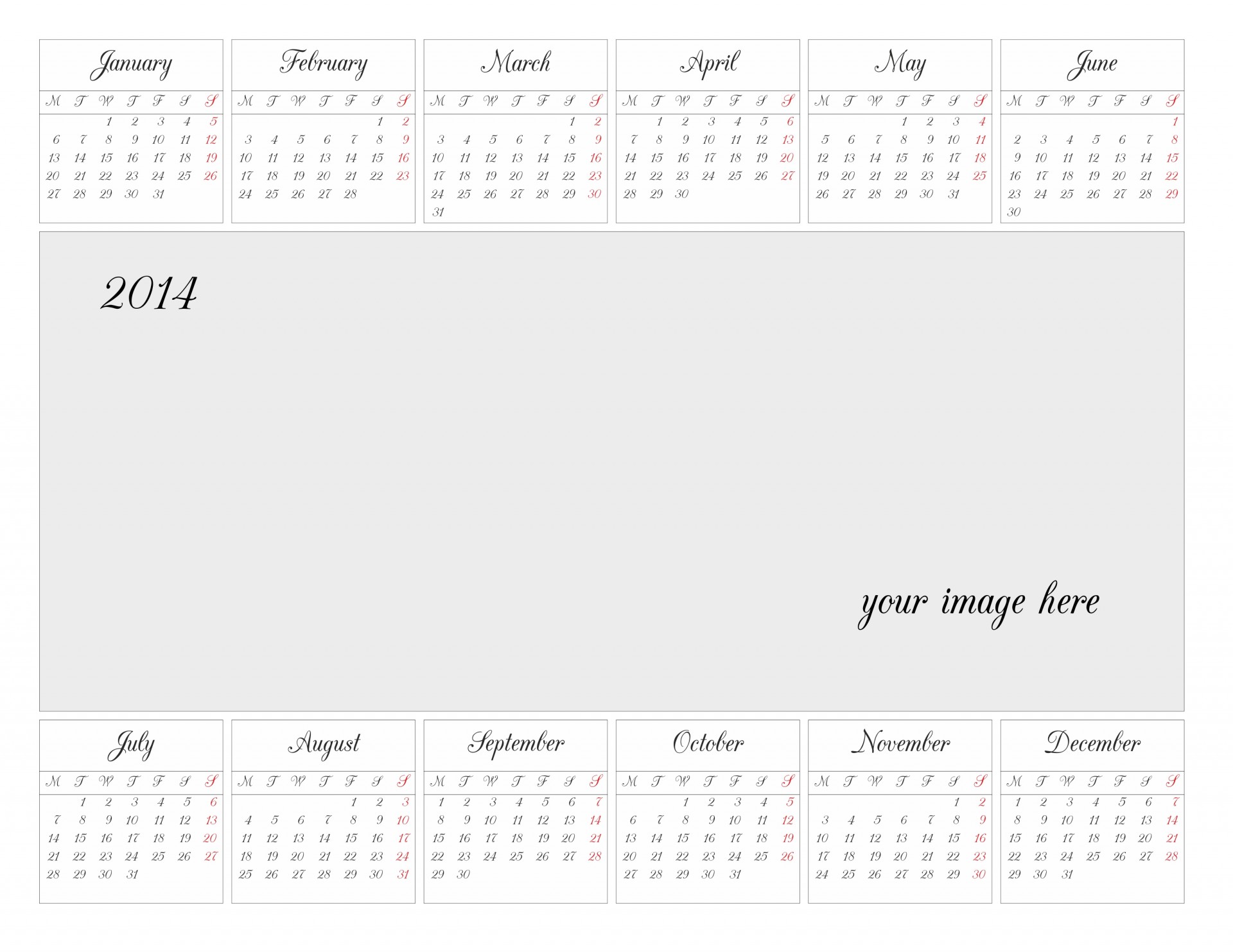 Календарные сетки на 2014 год
