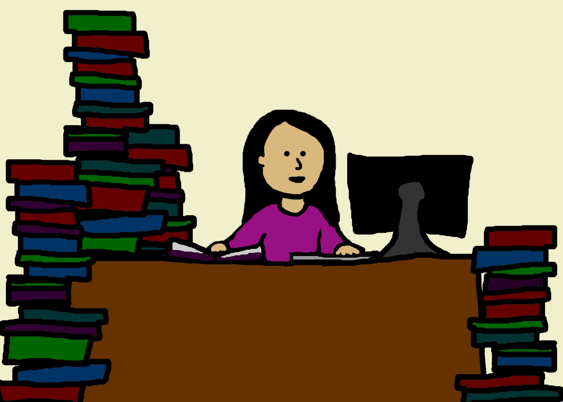 Woman Studying Cartoon