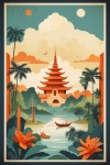 Cartel de viaje temático de Asia