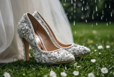Свадебная обувь под дождем
