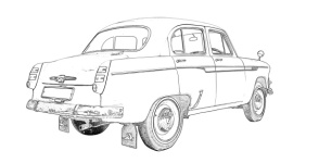 Moskvich, Car Brand, Drawing