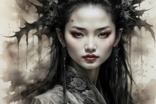 Китайский рисунок воина-вампира