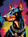 Ilustración de arte de perro doberman