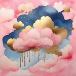 Whimsical Pink Puffy Clouds Art