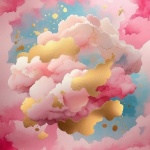 Whimsical Pink Puffy Clouds Art
