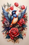 Vintage bluebird konsttryck