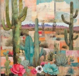 Lappendeken saguaro cactus kunstprint