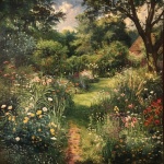 Jardín de flores inglés Lámina artística