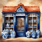 Arte del negozio di ceramiche di Delft a