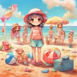 Mädchenfigur im Sommer am Strand