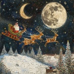 Christmas Santa Claus Reindeer Art