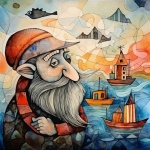 Old Mariner By The Sea Art Print