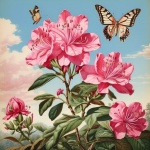Vintage umělecký potisk květinového motý
