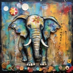 Grillige olifant kunstprint