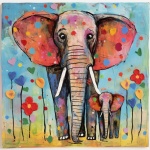Grillige olifant kunstprint