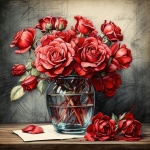 Vase Of Roses Still Life Art Print