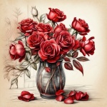 Vase Of Roses Still Life Art Print