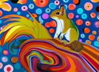 Psychedelic Retro Squirrel Art