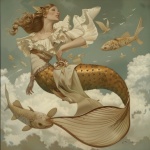 Vintage Mermaid Nautical Art Print