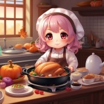Girl Cooking Thanksgiving Dinner