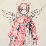 Angel Girl Abstract Sketched Art