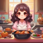 Girl Cooking Thanksgiving Dinner