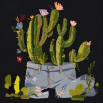 Blå Jean Cactus konsttryck