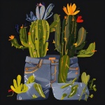 Cactus Jean Bleu Impression artistique