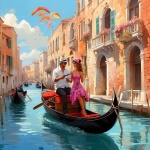 Venetië Italië gondel Art Print